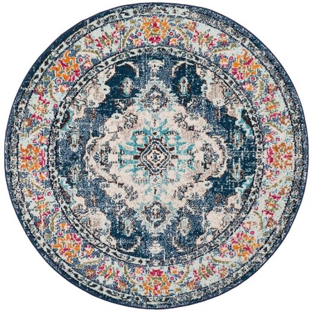 Safavieh 8 x 8 ft. Monaco Power Loomed Round Area Rug; Navy & Light Blue MNC243N-8R